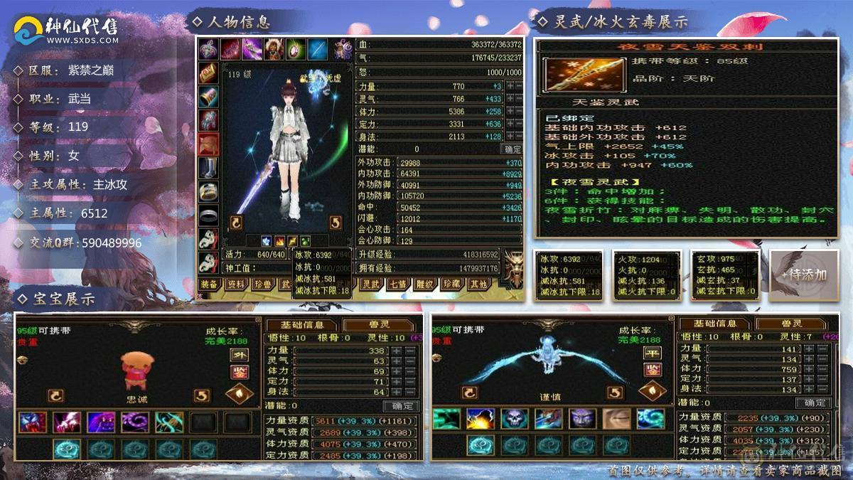 【邀月推荐】 三修气武当，5神，带5只宝宝，极品呆呆牛附体，多套05