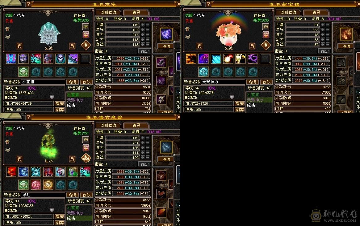 全4五雕带宝宝 内攻11级 气武当 内4W 双属