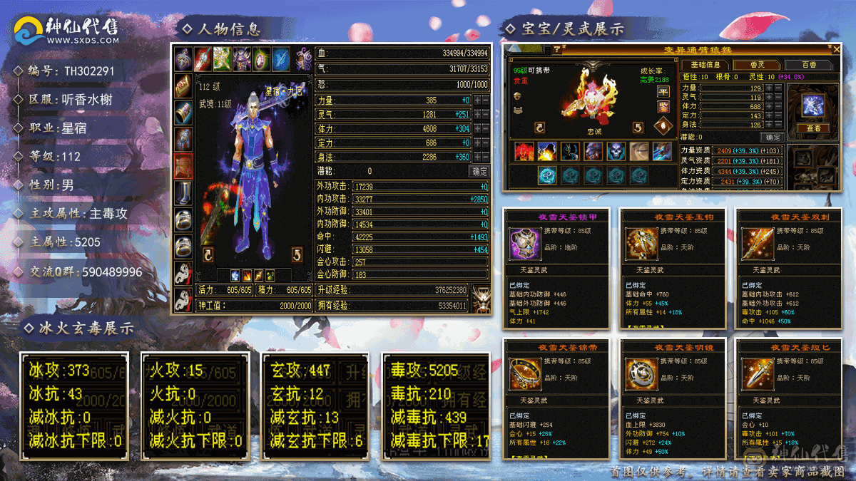 6级号的装备，裸状态属性面板，高命中五级星宿