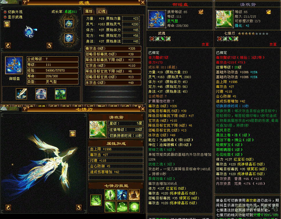 6级号的装备，裸状态属性面板，高命中五级星宿