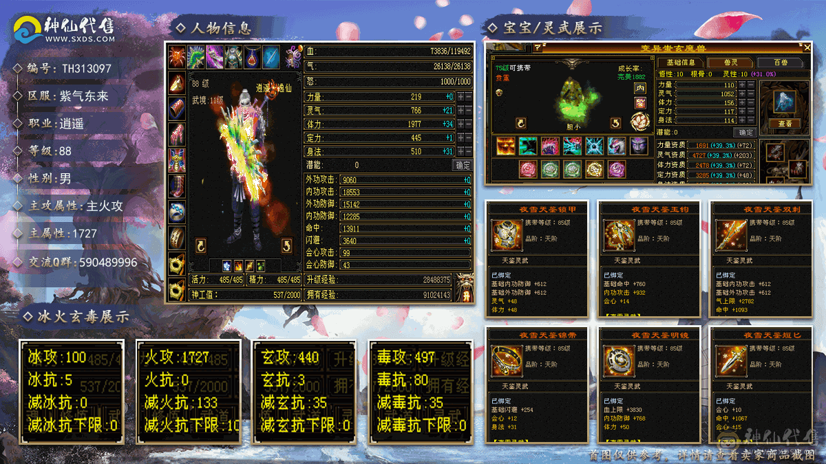 卡88级逍遥带四只极品宝宝