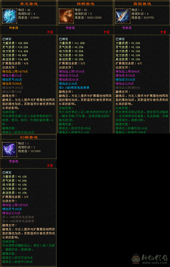『夺命•推荐』卡88级-超值5级-冰火玄毒-4神四修天山 副属性-火337 玄696 毒521 减冰抗351 下限18 毒抗244 28w血 1.6w气 266+会心 命中3.4w 