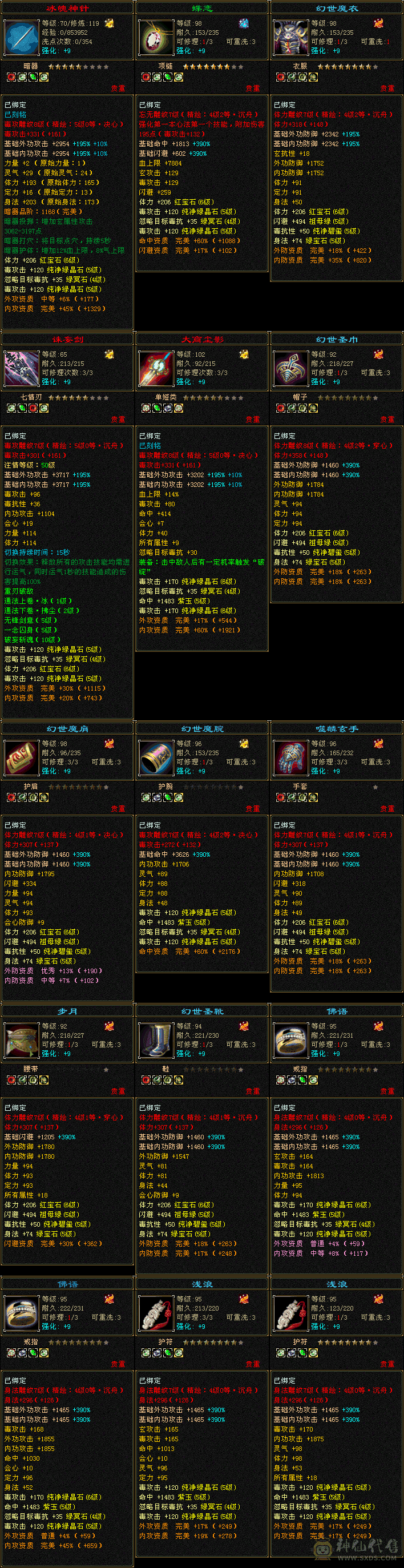 满6体力带个别6属性仓库有体力灵武饰品换了血量满状态56W左右，性价比极高适合养老，带拼命10宝宝，带红仙侣红熊王坐骑还有几件限定时装。