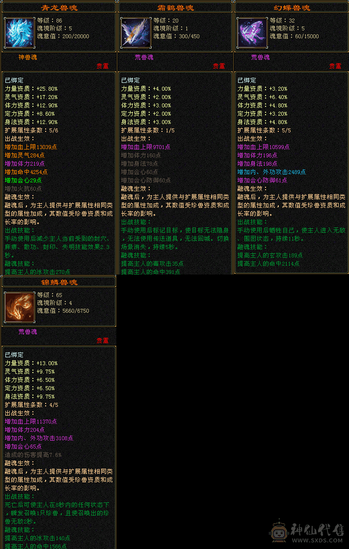 予予推荐:高性价比 全6 三修 无敌丹 长风坐骑 骨翼   满状态10万内功！