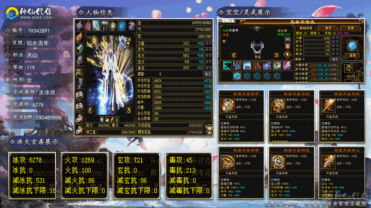 双修，高抗+周年坐骑+永久背饰+兽灵宝宝+昭化金乌坐骑