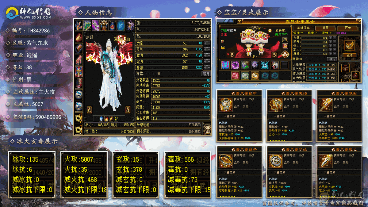 5级逍遥，红熊王坐骑，幻视武器，带宝宝