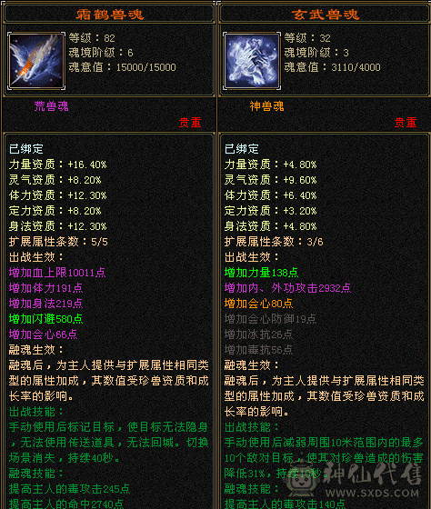  不砍价   6体5属 带2个双10宝宝 提升空间大   武魂没弄   兽魂马上锁5洗命中   换换灵武  白嫖6000属很快