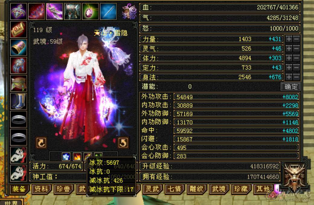 五级小极限天山，40万血，6万命中，500会心，咔咔暴力，没有短板！！