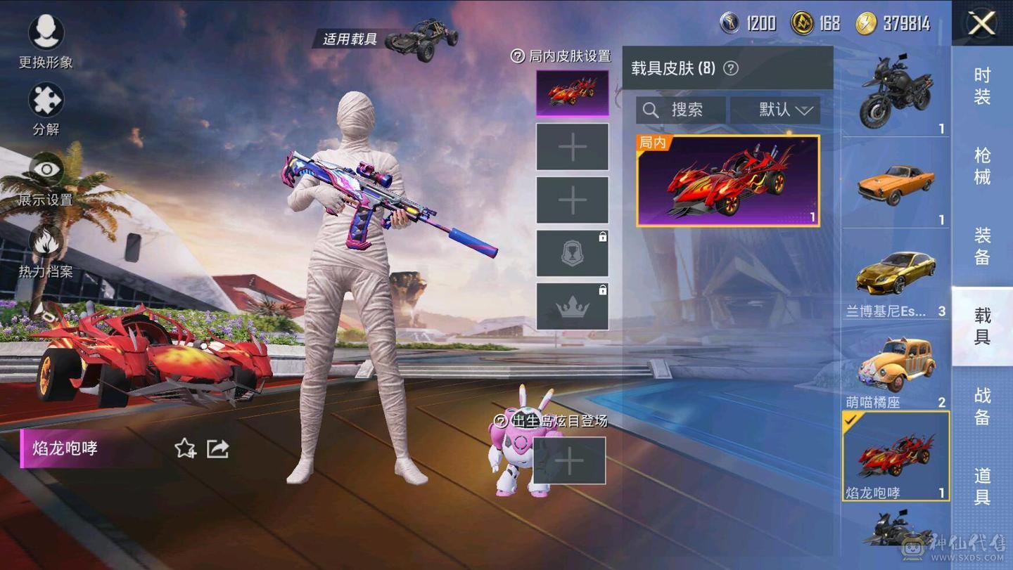 金兰博基尼全套/木乃伊/猫包/绿猫包等热门套装都有/M4/SC/AK等热门枪皮都有，买了无需再投入花了好几万了