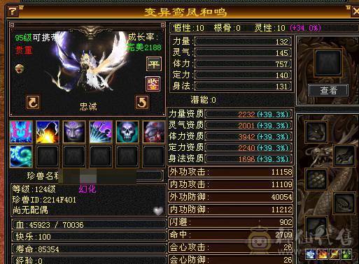 极品千火抗冰抗峨眉玄攻，超级漂亮，百种时装，各种4级3级配饰，稀有兽魂样式，每天一套职业时装，让你老公永不疲劳。输出打怪血量都好，干啥都行。主打一个勾引人，给媳妇买号性价比首选。