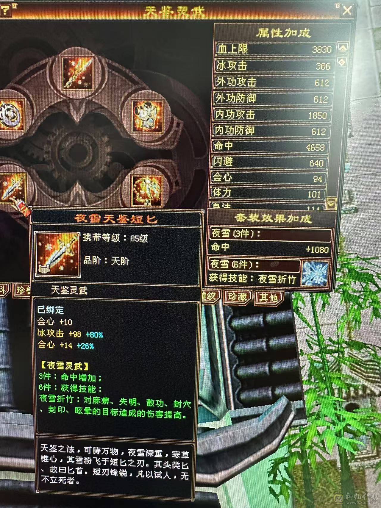 断桥天山，6800+属性，5阶半青龙，550+会心，7.2+命中。持续更新中