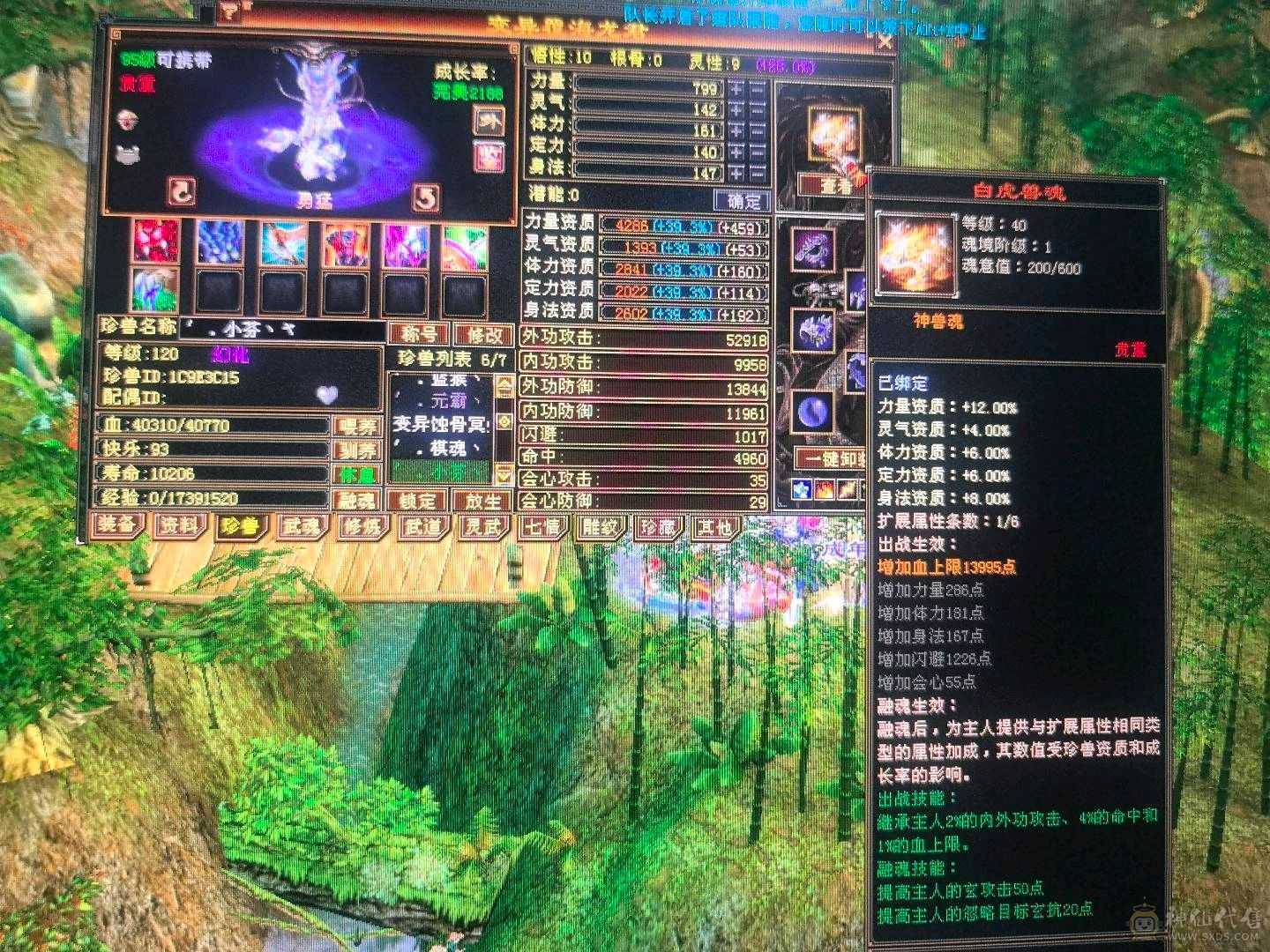 一手个人号v3，全属加起来4000属，高内功5.3W