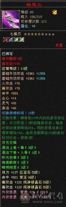 带赤兔 2件限定时装+3级幻视武器 灵武大数值+会心 6阶荒