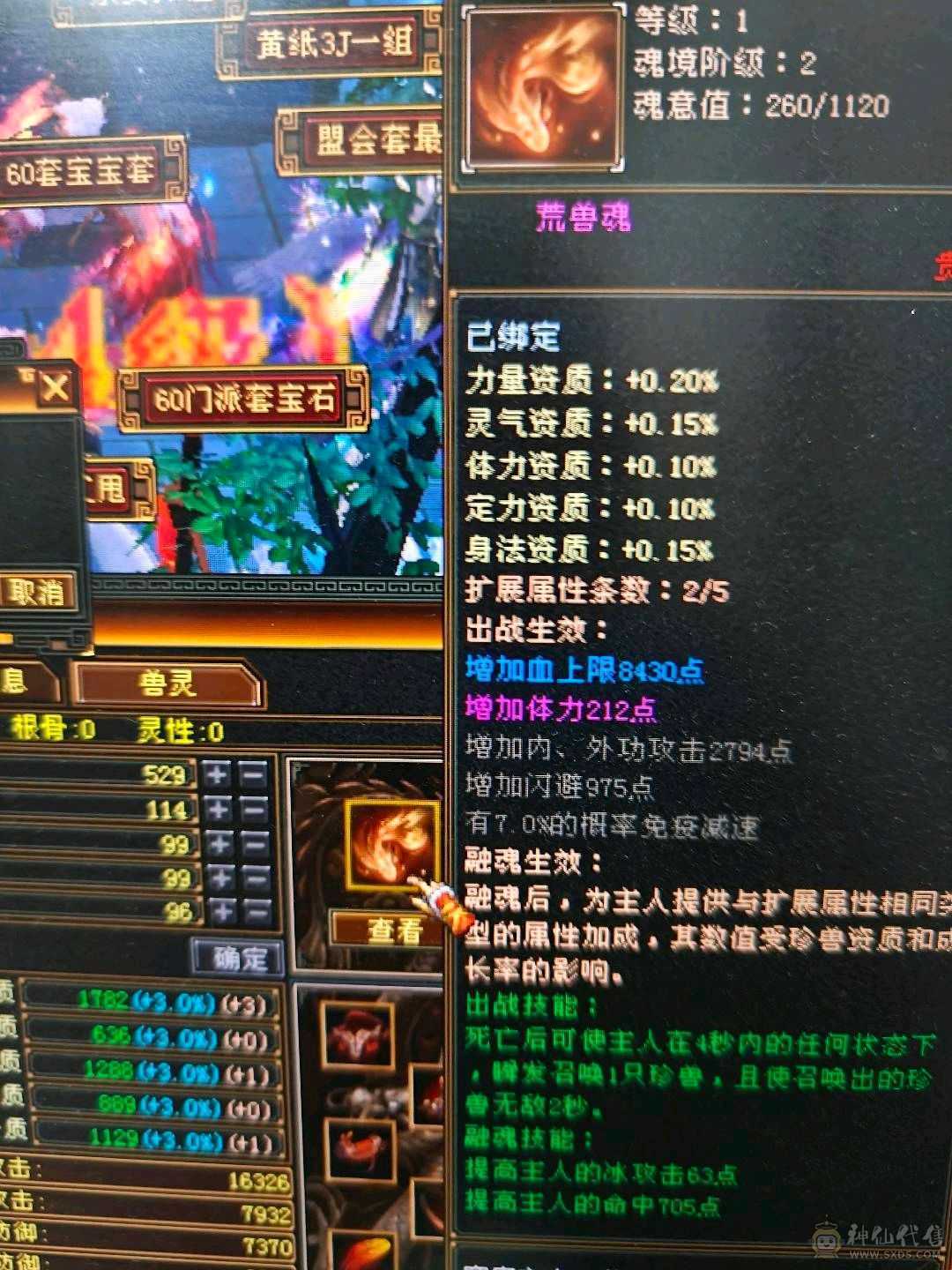 卡级武当 有永久时装 一套体力灵武