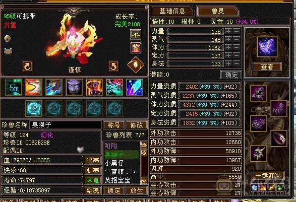 极品五级逍遥 43.6w血 多套永久时装 附体5200+  5w+内功 两套灵武  盟会7级  三只双十宝宝  坐骑永久熊