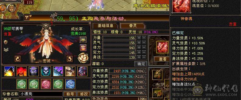 6级三修逍遥！5神 细节面板体力点 身法点6W多命中 带超多宝宝不带宝宝另谈价，