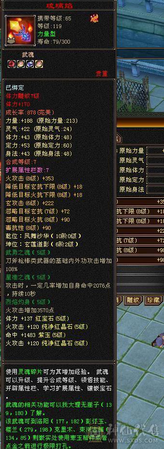 119明教5338属性 细节打造，高命中面板，随时打造就47玩血，工作出差无法继续升级了； 红晶石马上合出来6级。