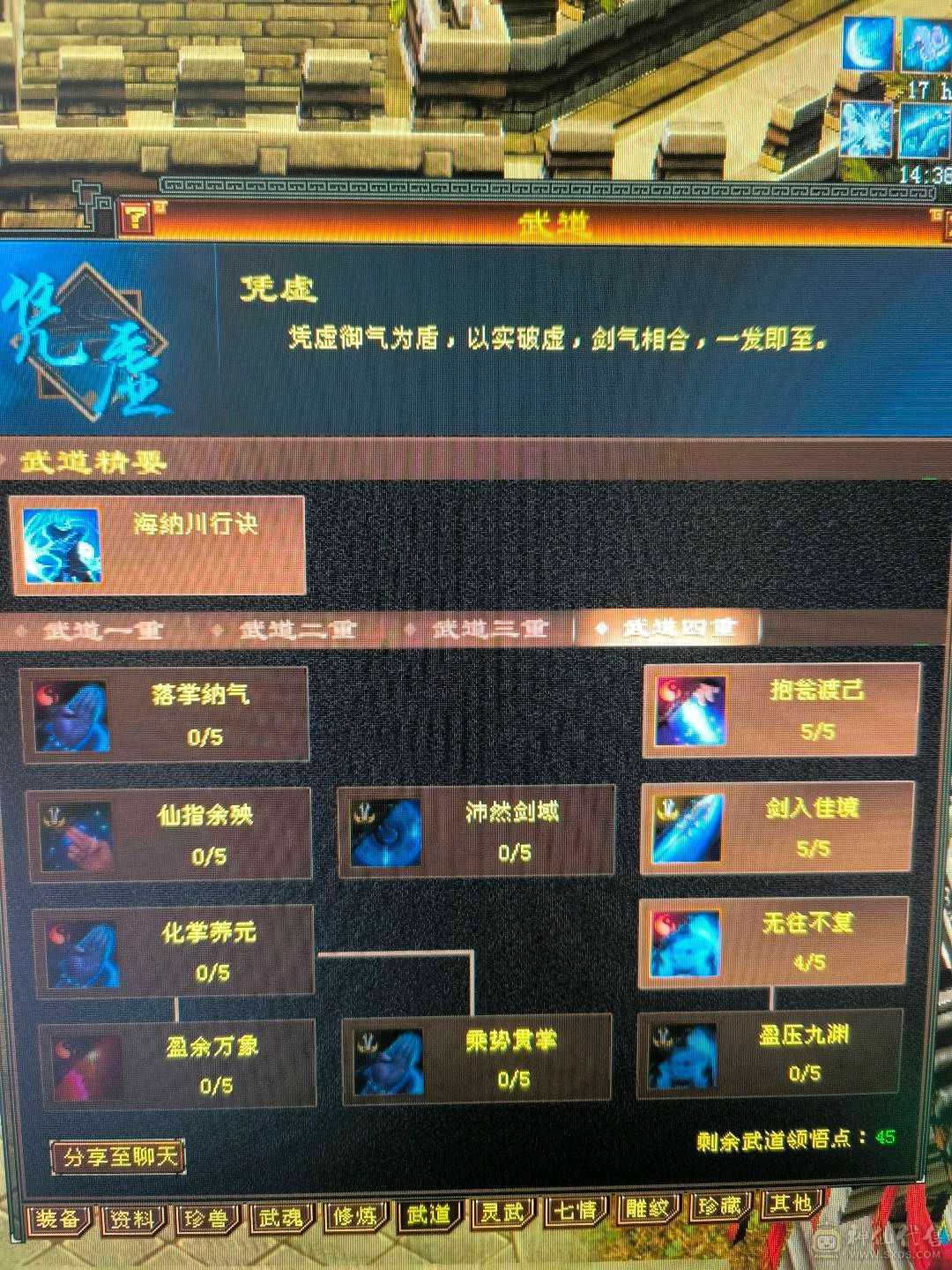 5级气武当 除了减抗全是5  7雕 强化基本全9