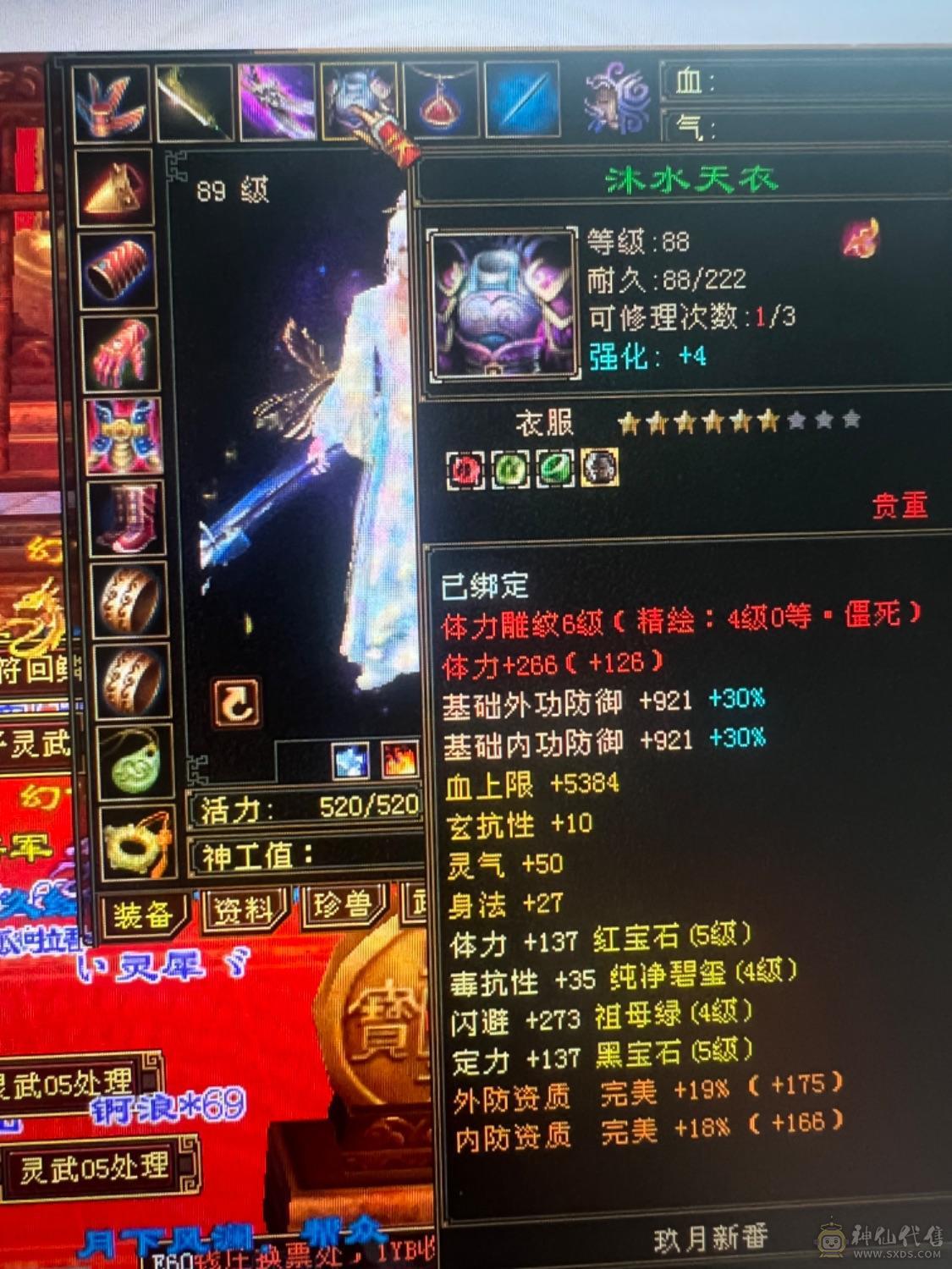 绝版断桥、盟会9级能挖花、大八项链，背包减抗装备灵武换了+吃药能有580减抗
