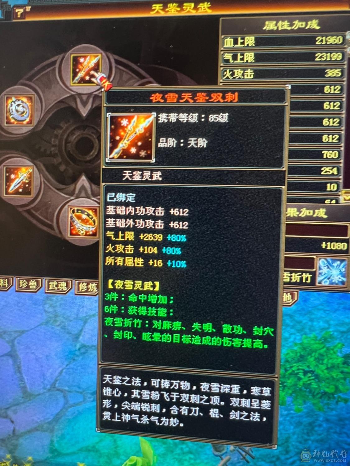 绝版断桥、盟会9级能挖花、大八项链，背包减抗装备灵武换了+吃药能有580减抗