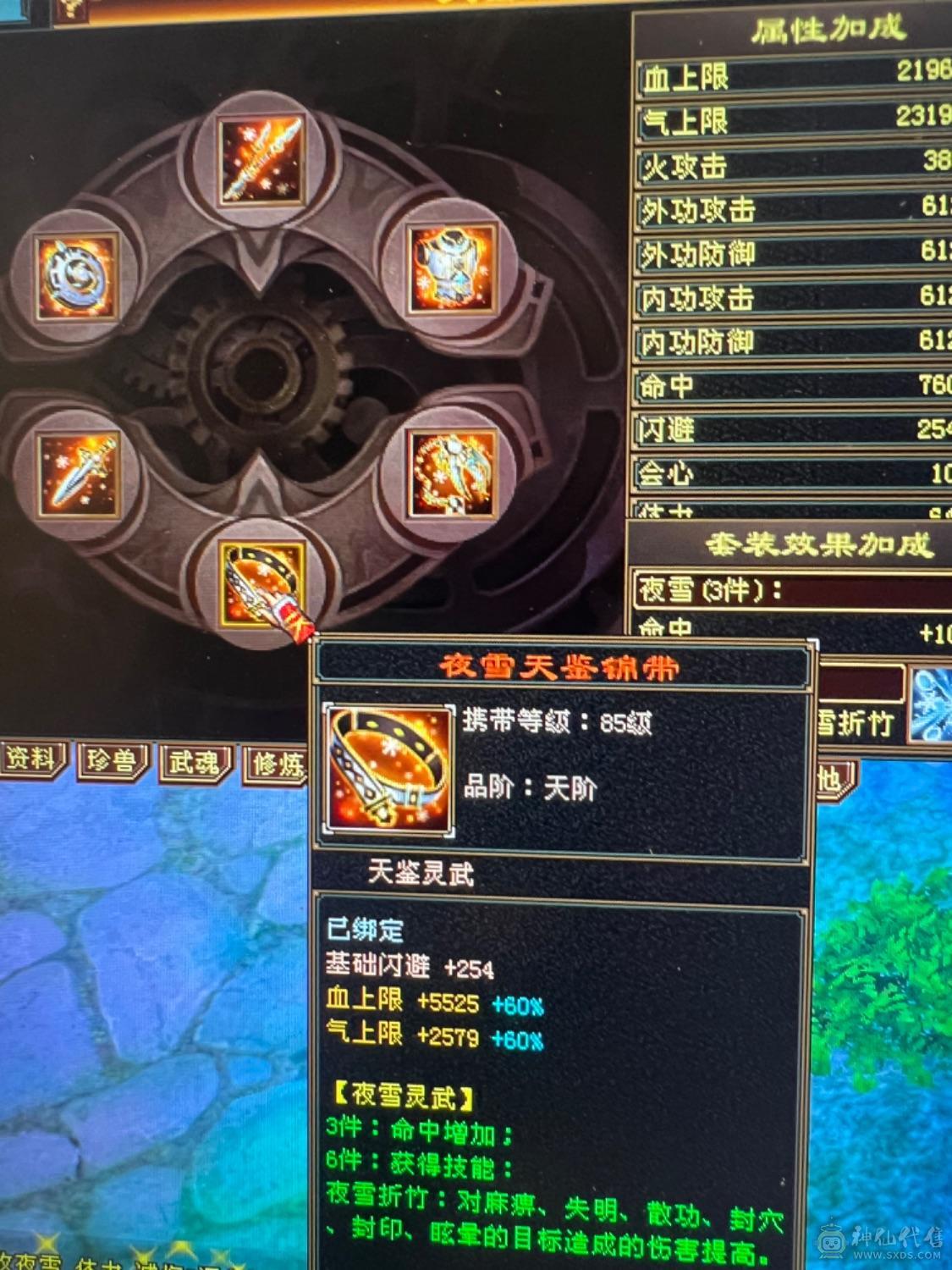 绝版断桥、盟会9级能挖花、大八项链，背包减抗装备灵武换了+吃药能有580减抗