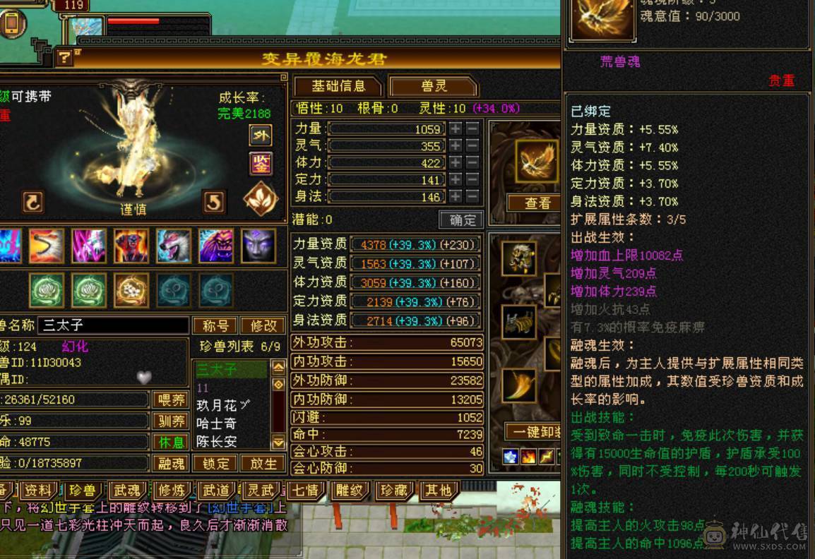 《小白推荐必是精品》所见不多的主冰，三修，极品极限成品气武当，自己看，带6个双十，马上神兽5，没时间玩了
