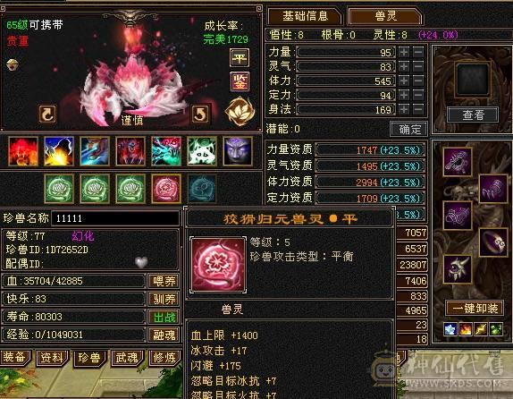 兽灵5级 四体五属性