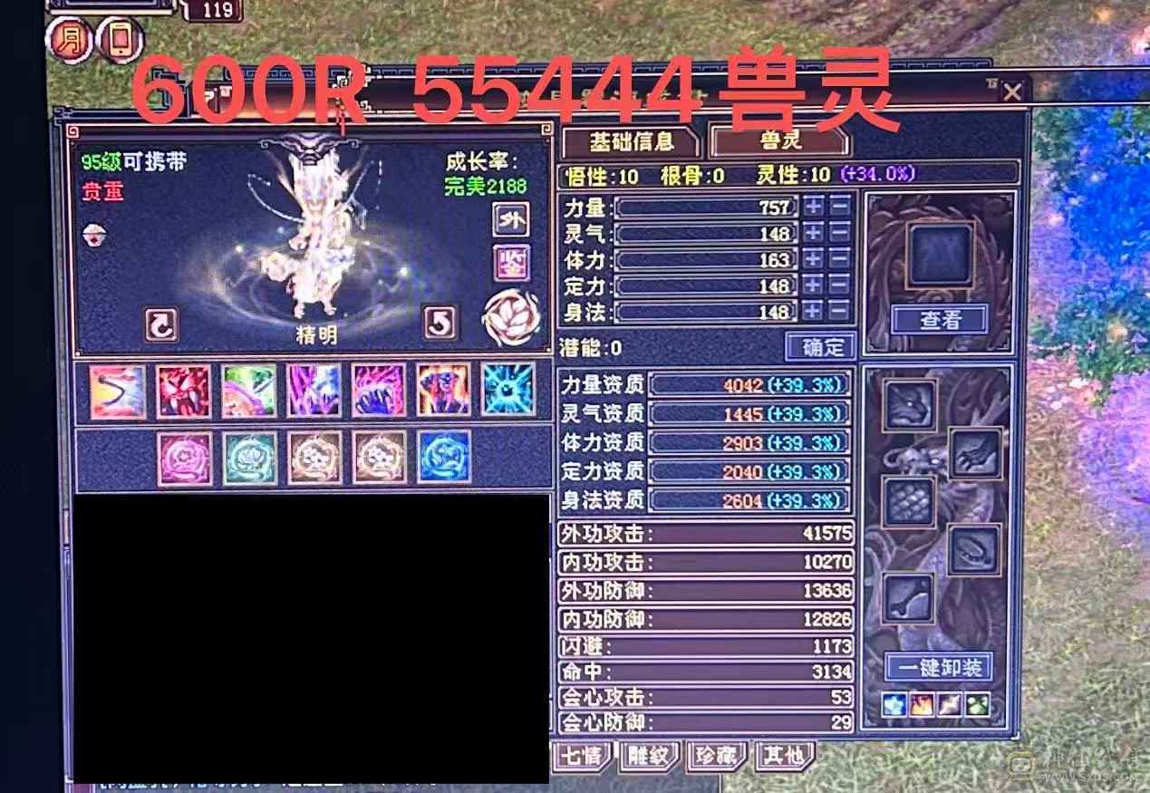 『晴天推荐   体力点51.4W血 5.8W命中 360会心 冰火玄三修 新雕满5 盟会10无敌丹 5神朱雀 带两只兽灵宝宝