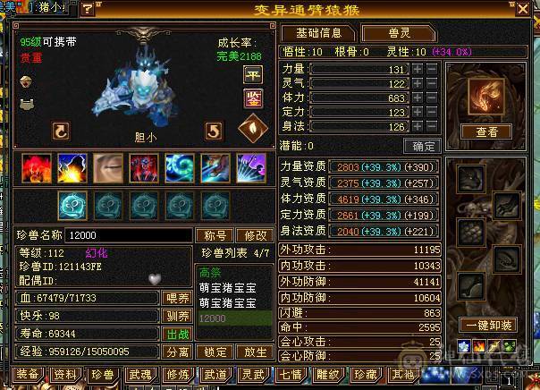 第一张是最新面板 装备很细 带的体力宝宝 