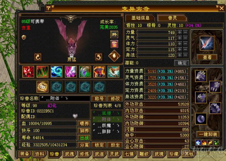 颜值与实力并存，主属性5200+，副属性近2000，极品手工带体带会心，强化9，增伤