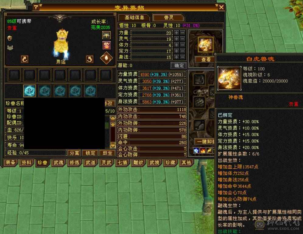 『晴天推荐』6神白虎 满6新雕6 377会防 4修4杂抗 纹刻6级 盟会10 金乌+红熊双坐骑 