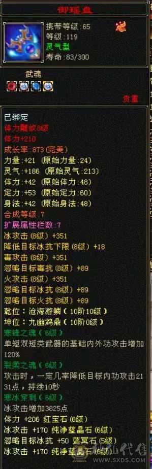 6级气武当  神兽5神一万多点了  仓库一块6体6冰属性6身法 的2个5减抗不怕出新装备 校场很猛