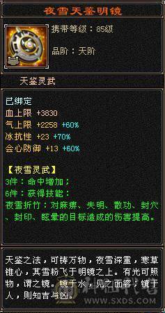 一个弑杀天山狂魔，冰抗气武当、天花板装备、金箍棒…极限5级冰抗气武当、三套石头、火武当、大完美武魂、极限5、冰抗733，吃药783、完美极品灵武、大八星装备