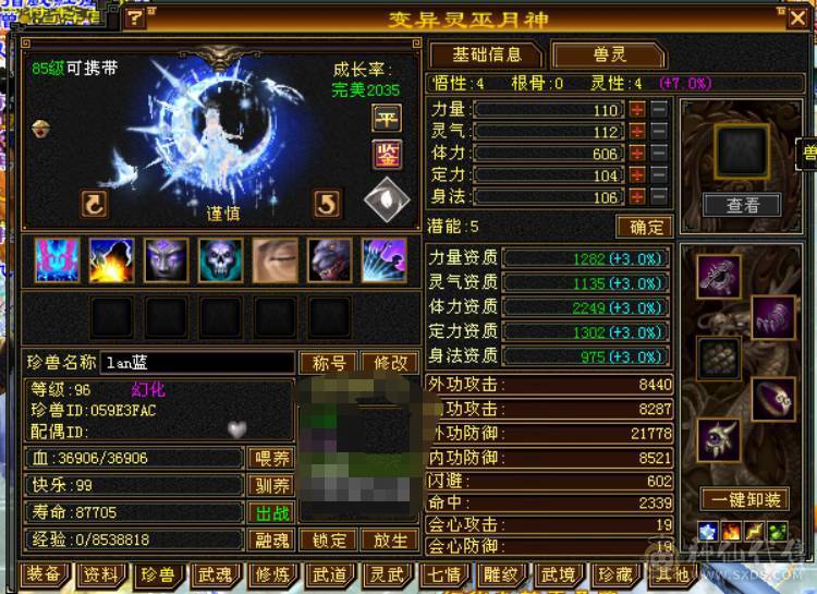 （梳子推荐） 全5宝石便宜甩了没时间玩.装备啥的都可以.  荒兽6级完美磁条  865完美武魂 