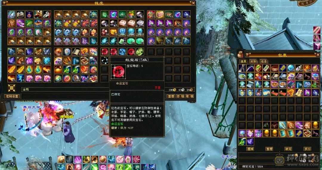 48万血，4神，荒满级，八星自制深蓝项链，带三个双十宝宝，装备随便更新一下50万血，时装多多