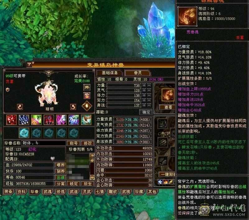 5100附体双10 5700属性，6万命中！425会双19下限 带俩双十，大完美武魂