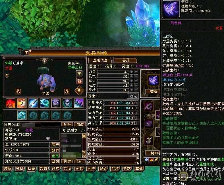 5100附体双10 5700属性，6万命中！425会双19下限 带俩双十，大完美武魂