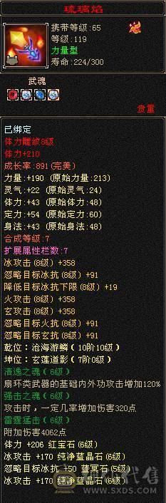 7320主属 冰火玄三修 四属5级减抗 4800外功附体 冰攻身法精绘6级