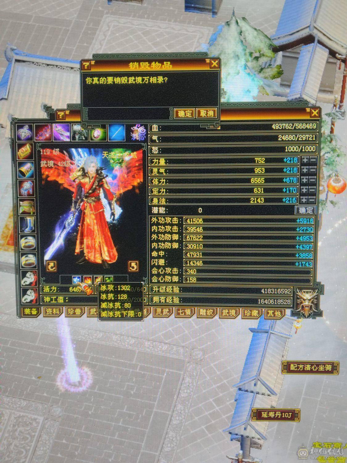 昆仑雪猿6级火天龙裸资6895四修，总属性1.1万，大完美武魂，身上灵武也值个几千！