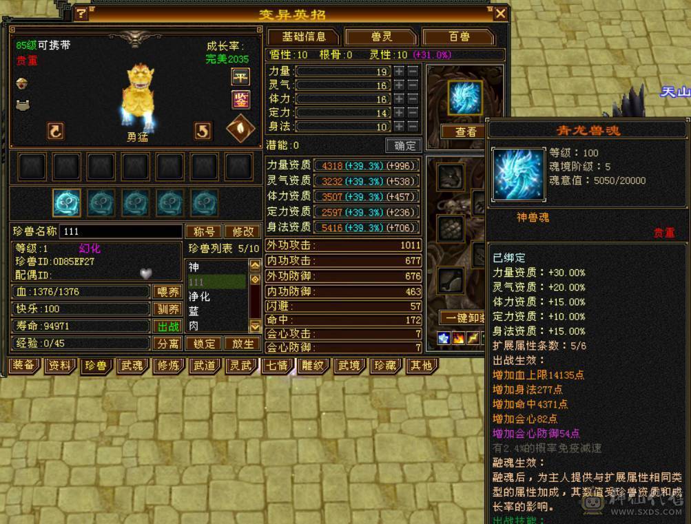  『晴天推荐』全6 6.8命中 600+会心 全8带9身法雕文 新雕5级 裸属7000 无敌丹 19下限大完美