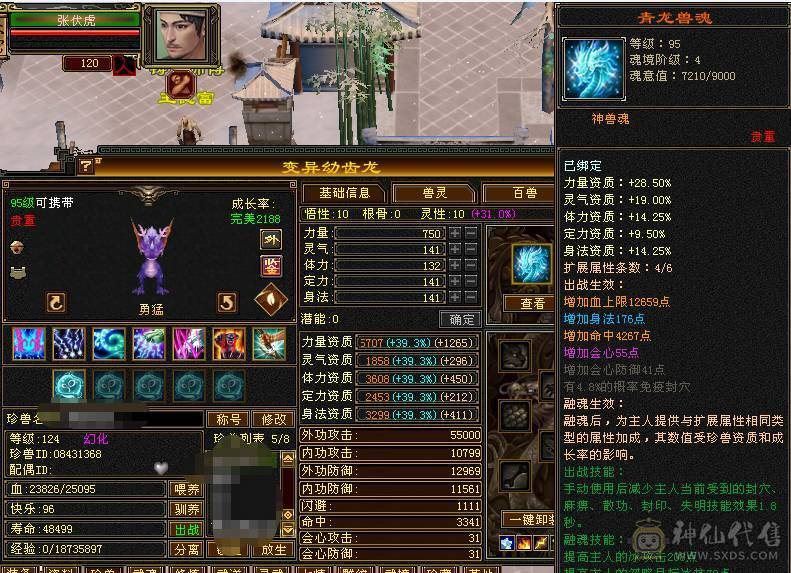 高命中会心  满5减三修暴力天山，大完美武魂，顶级外观赤兔红仙侣夜雨潇湘，多个3级幻视，带4500附体