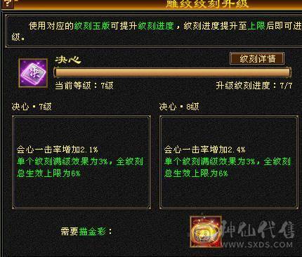 7体7属9雕10雕文6神细节增伤星宿，新雕文已拉7纹刻同步更新有无敌丹，可以联系鲨鱼