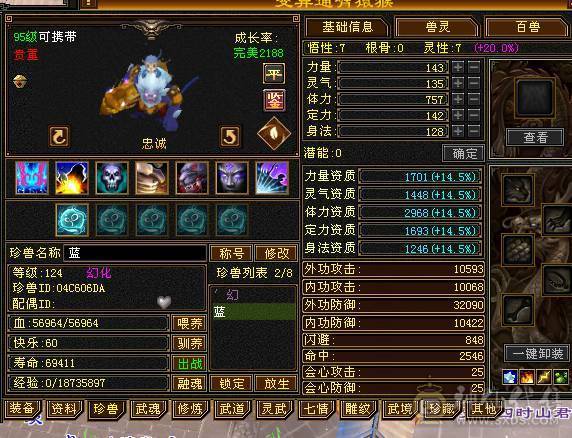 1000+冰抗 4孔满6级灵气石头 大完美武魂   后面慕容伤害爆炸