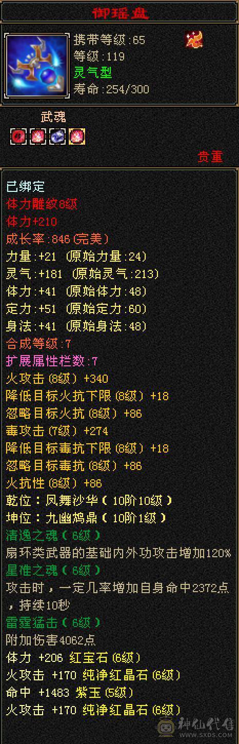 晚晚推荐：火毒6体6属满8雕5神