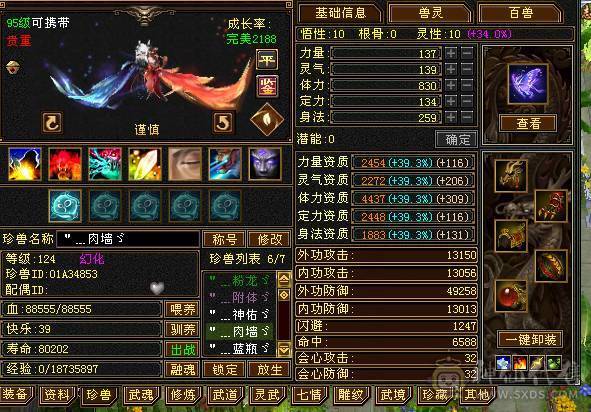 🥇微风推荐🥇   精品6555双修逍遥 高命中 大完美武魂   带红熊王坐骑  还有一条粉色龙君  截图裸面板 所见即所得