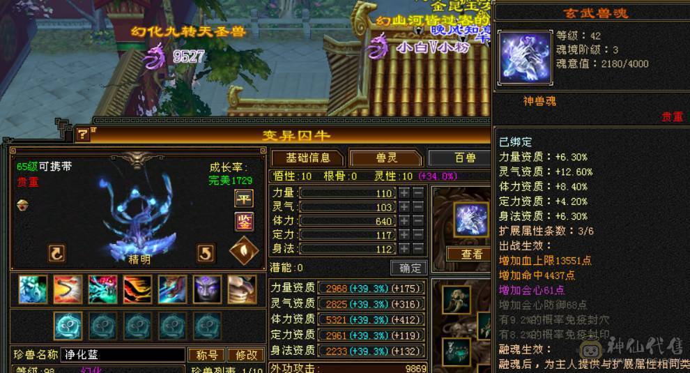 『晴天推荐』 六体六属双修星宿 裸面板 带红熊王 4900资质附体