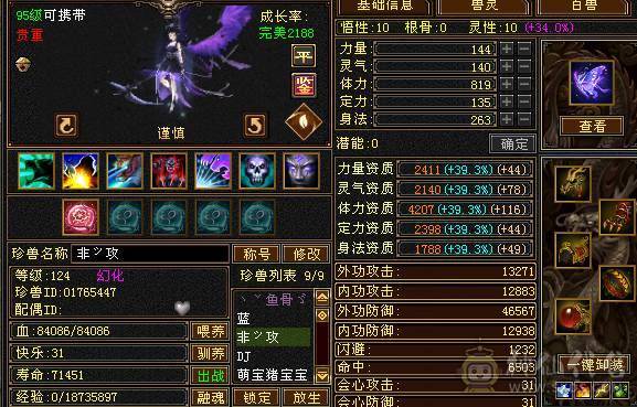 输出爆炸 四修四减万属  5神 73W血 带4只双十和一对没生的巧巧宝宝