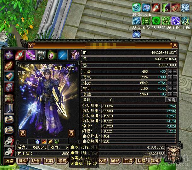 5神三修星宿 带永久乌骓 无敌丹 5万命中 会心400多