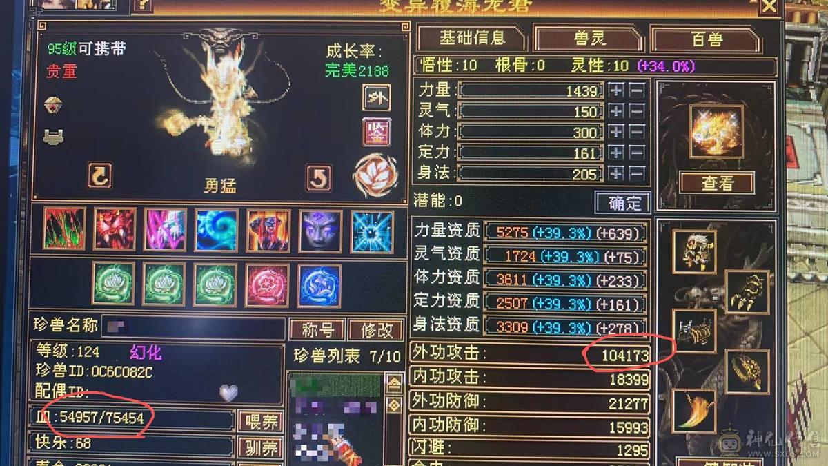 予予推荐：3个51灵，1个59灵，7只极品宝宝，6级细节身法天山、高会、高命、雕纹8-6、7672冰属（满状态8125），1263玄攻，前排物品店，永久翅膀，多套时装，双10盟会，极品五阶青龙，