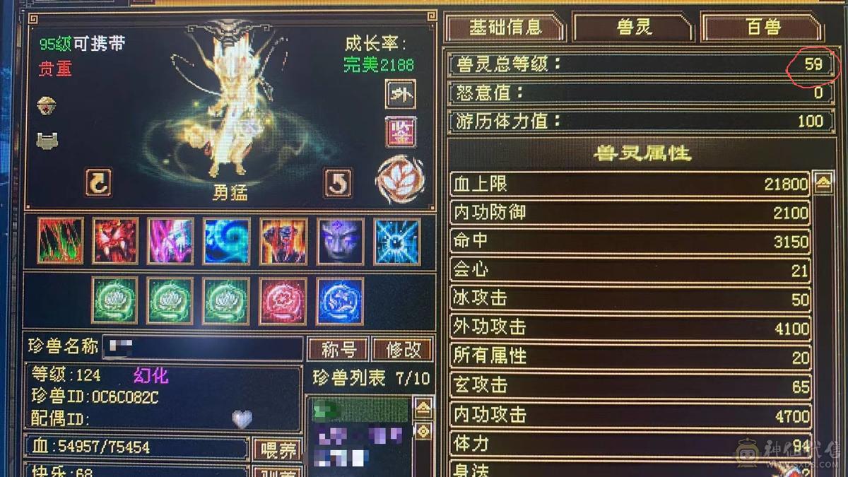 予予推荐：3个51灵，1个59灵，7只极品宝宝，6级细节身法天山、高会、高命、雕纹8-6、7672冰属（满状态8125），1263玄攻，前排物品店，永久翅膀，多套时装，双10盟会，极品五阶青龙，